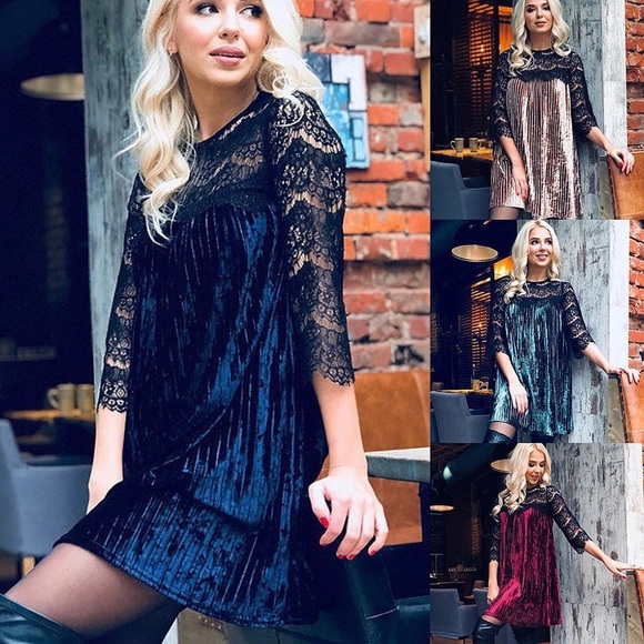 By JoJo Dresses & Skirts - 2019 Fashion Sexy Short Velvet Lace Women Dresses